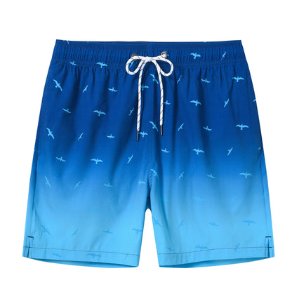 Herren-Badeshorts mit Kompressionsfutter, 2-in-1, schnelltrocknend, mit Kordelzug und Reißverschluss – ideal für den Strand.