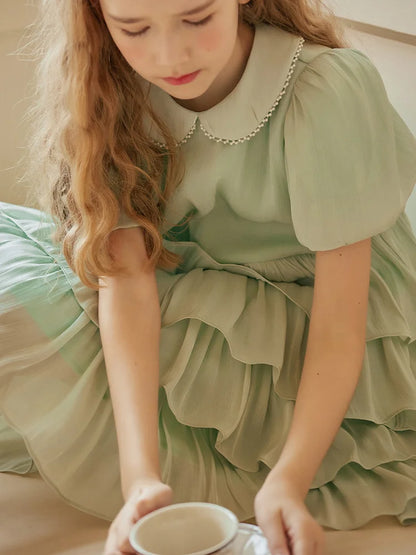 Ärmelloses weißes Sommerkleid für Mädchen mit Blumenmuster – festliches Ballkleid aus Tüll für Hochzeiten und Geburtstagsfeiern