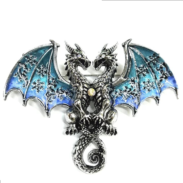 Brosche Drache Doppelkopf Tier Hochzeit Party Fliegend Damen Herren
