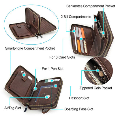Herren Echtleder Geldbörse Vintage Luxus Business Handtasche Clutch Geldclip