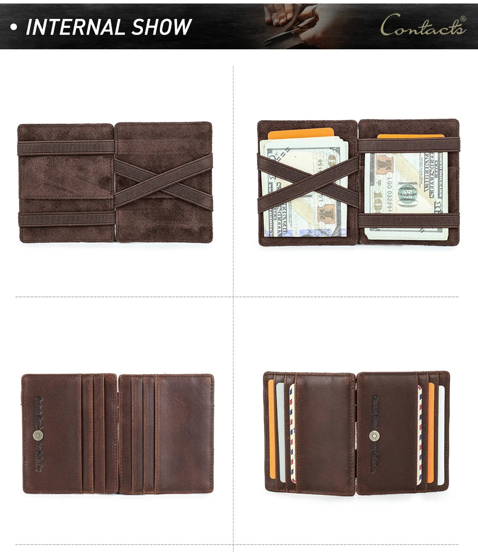 Herren Echtleder Geldbörse Slim RFID Kartenhalter Geldclip ultra dünn Mini Geschenk