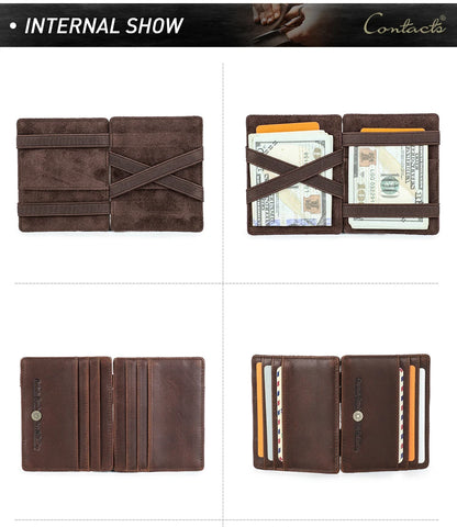 Herren Echtleder Geldbörse Slim RFID Kartenhalter Geldclip ultra dünn Mini Geschenk