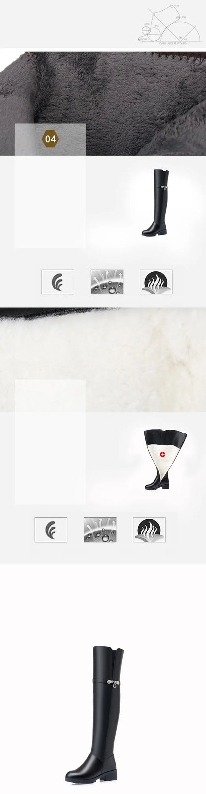 AIYUQI Winter Boots Women Knee High Long Boots Genuine Leather Waterproof Women Thigh High Boots Large size women's boots
