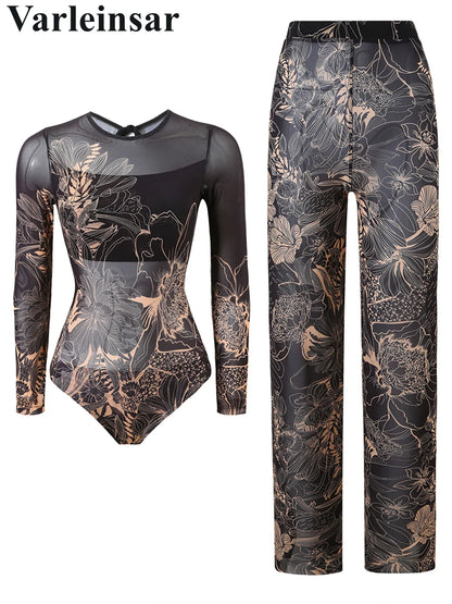 Damen-Hose mit Blumenmuster
