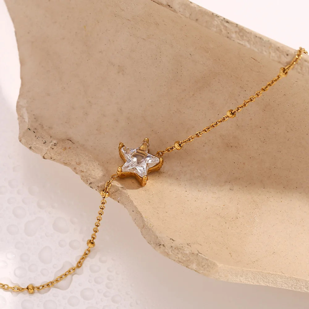 Damen-Armband mit Zirkon-Sternen aus Edelstahl