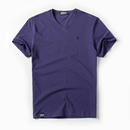 Männer T-Shirt aus einfarbigem Baumwollstoff mit V-Ausschnitt und kurzen Ärmeln
