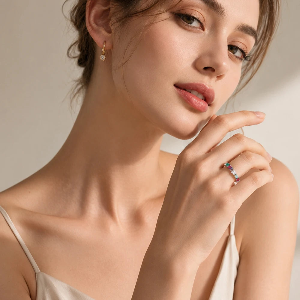 Damen-Ring bunte Steine königlich Bohemia aus Sterlingsilber