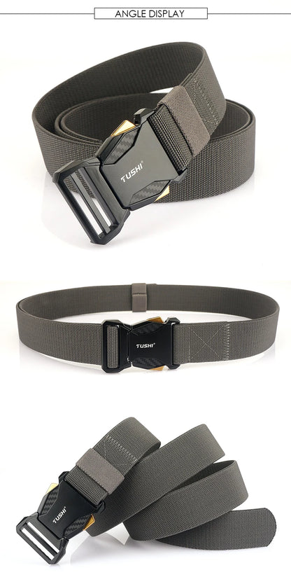 Unisex-Taktischer Gürtel Elastisch mit Schnellverschluss Metall-Schnalle für Alltag und Freizeit