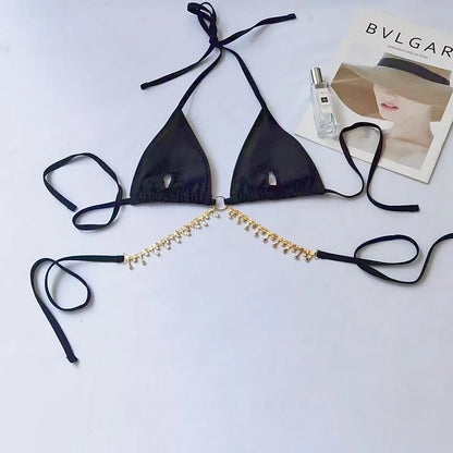 Dreiteiliges Damen-Bikini-Set mit Mesh-Design – ideal für Strand und Pool