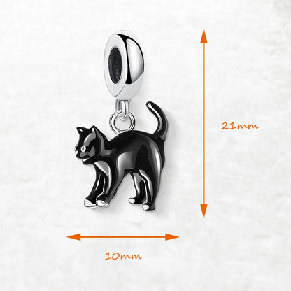 Damen-Charm-Anhänger schwarze Katze trendig II aus Sterlingsilber