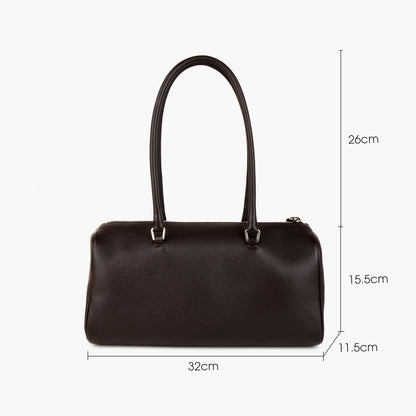 Unifarbenes Vollnarbiges Rindsleder | Schultertasche Boston-Form