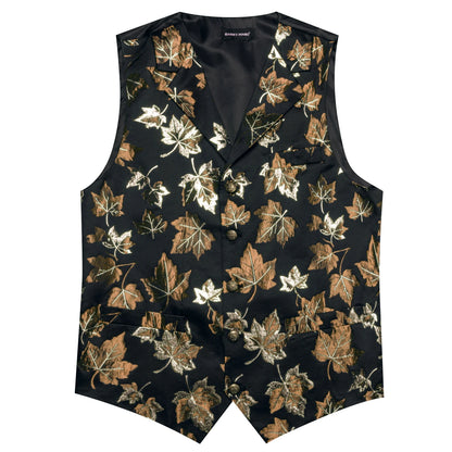 Herrenweste mit dunkel gestreiftem Look und goldenen Blatt- und Ornamentmotiven
