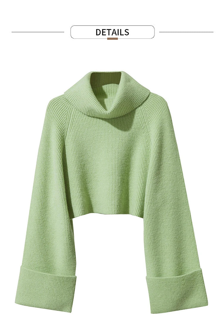 Damen-Rollkragenpullover kurz locker Raglanärmel Herbst-Winter