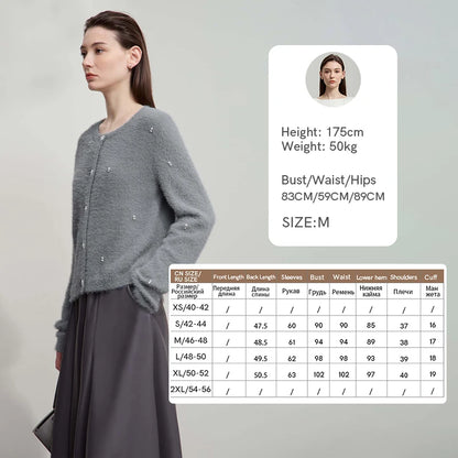 Damen-Rundhalspullover Strickjacke kurz elegant Herbst-Winter