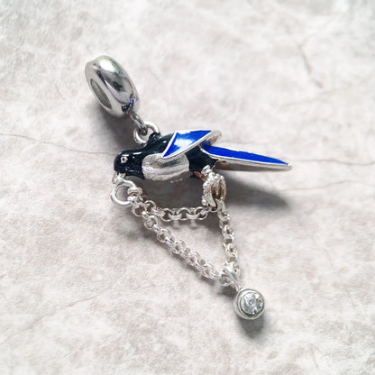 Damen-Charm Elster Vogel Glück aus Sterlingsilber