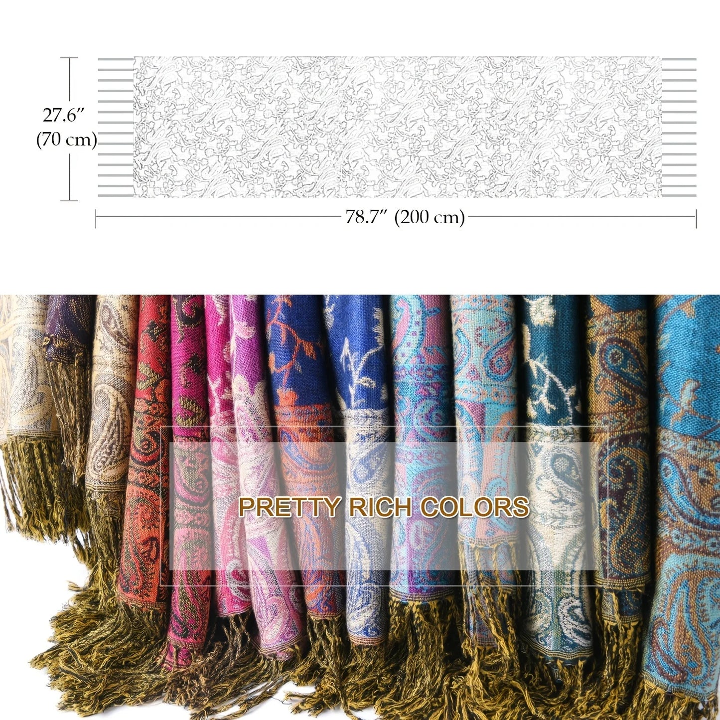 Damen Winterschal Kaschmir Pashmina Luxus Druck warm Stolen Foulard Baumwolle