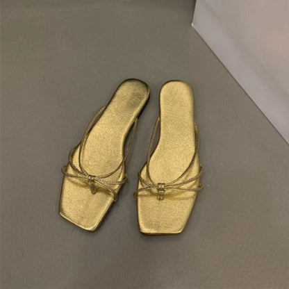 Damen Flache Sandalen Karree Retro Römisch
