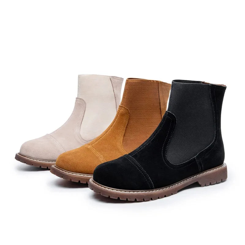 AIYUQI Women Chelsea Boots 2025 Autumn Winter New British Style Fashion Marton Boots Women Suede Slip-on Ankle Boots Women