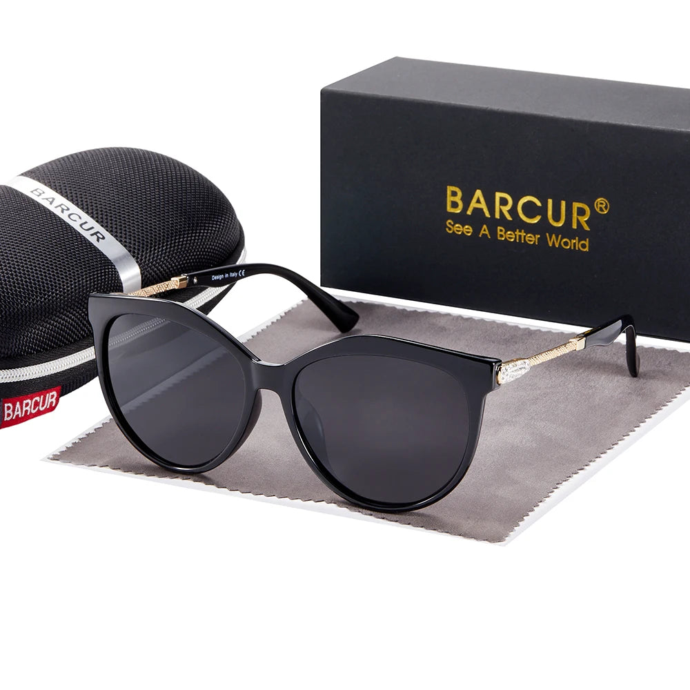 Damen-Sonnenbrille Cat Eye oval Farbverlauf Spiegel polarisiert