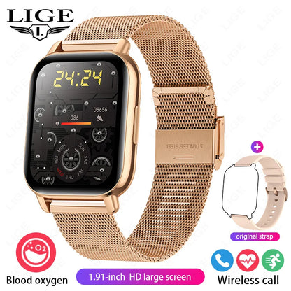 LIGE 2024 Neue Mode Smartwatch Männer 1,91 "HD Bildschirm Bluetooth Anruf Herzfrequenz Blutdruck Schlaf Überwachung Smart Uhr frauen