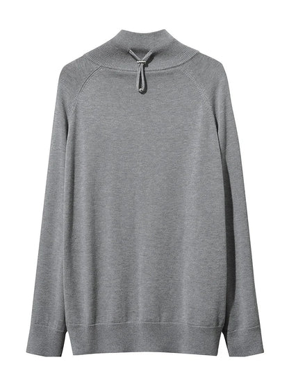 Damen-Rollkragenpullover locker Raglan Wolle-Mix Herbst-Winter