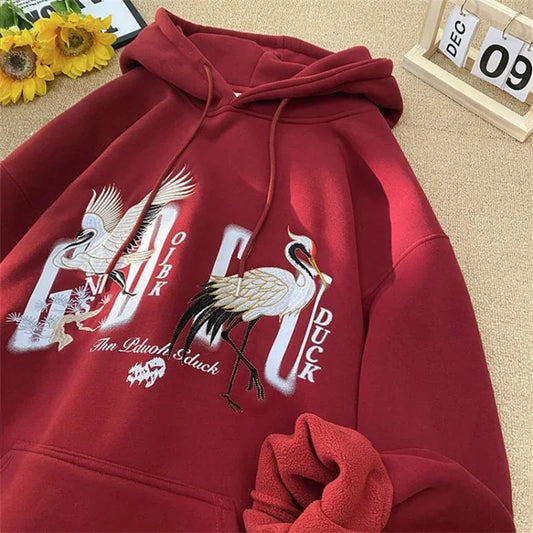 Herren Kapuzenpullover im chinesischen Stil mit Druck und Taschen