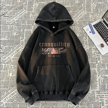 Neue Herren Kunst Eule Mädchen Grafikdruck Kapuzenpullover Gewaschen Distressed Harajuku Mode Pullover Hoodies Y2K Streetwear Hoody