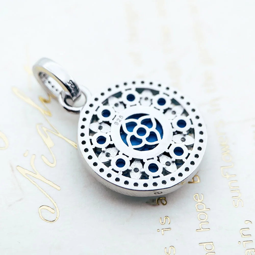 Damen-Charm-Anhänger Ornament blau trendig aus Sterlingsilber