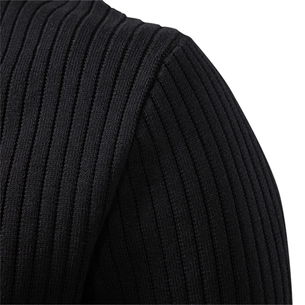 Premium Herren Strick Polo Pullover Slim Fit Kragen