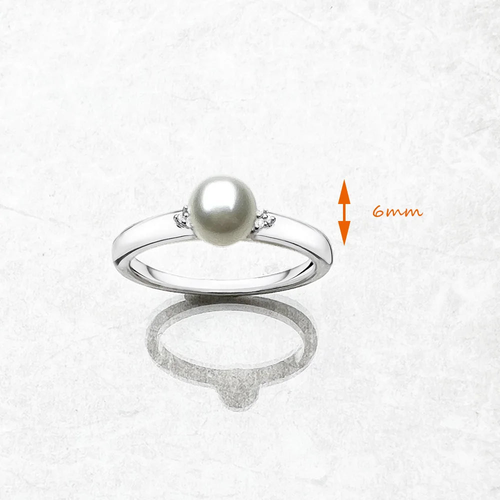 Damen-Ring Perle und Zirkonia glamourös aus Sterlingsilber
