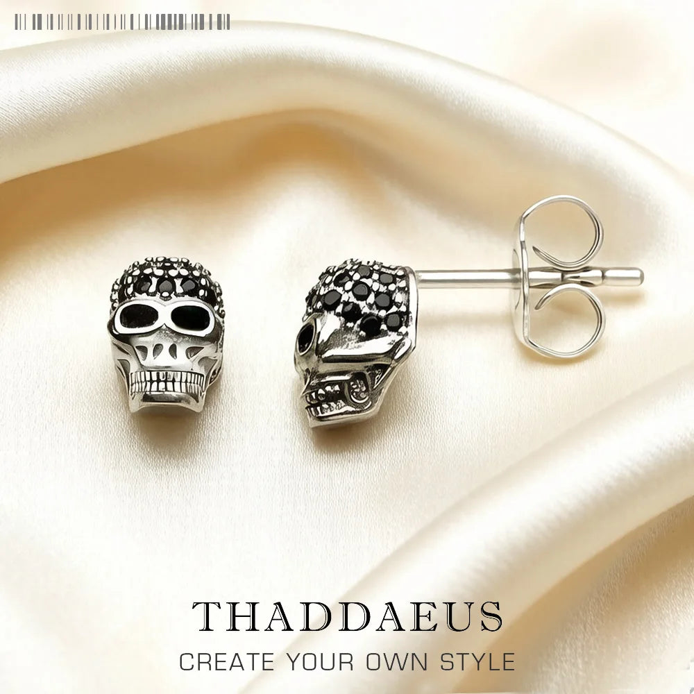 Damen-Ohrstecker Totenkopf Punk Europa aus Sterlingsilber