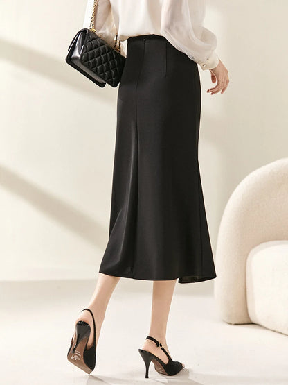 Damen Geraffter Etuirock mit Schlitz im eleganten A-Linien-Stil für das Büro