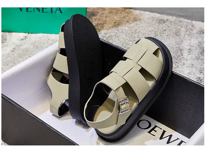 AIYUQI Women's Sandals Closed toe 2025 Summer New Women Roman Sandals Leisure Thick Soled Fashion Woven Women's Shoes Sandals
