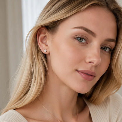 Damen-Ohrstecker Pavé weißer Zirkonia geometrisch aus Sterlingsilber