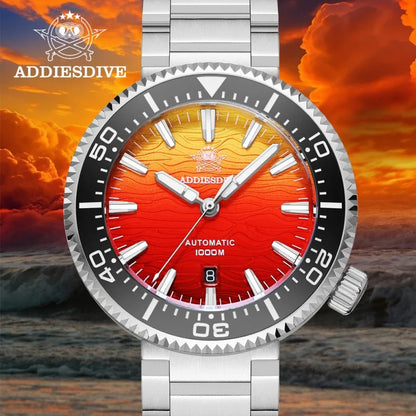 Herren-Automatikuhr mit Sunset-Zifferblatt und Saphirglas