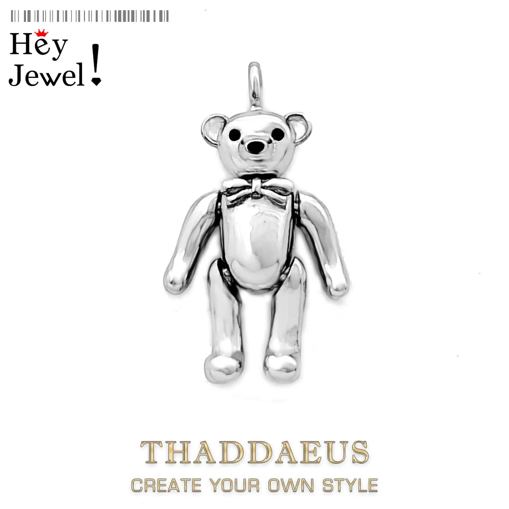 Damen-Charm-Anhänger Teddybär Winter süß aus Sterlingsilber