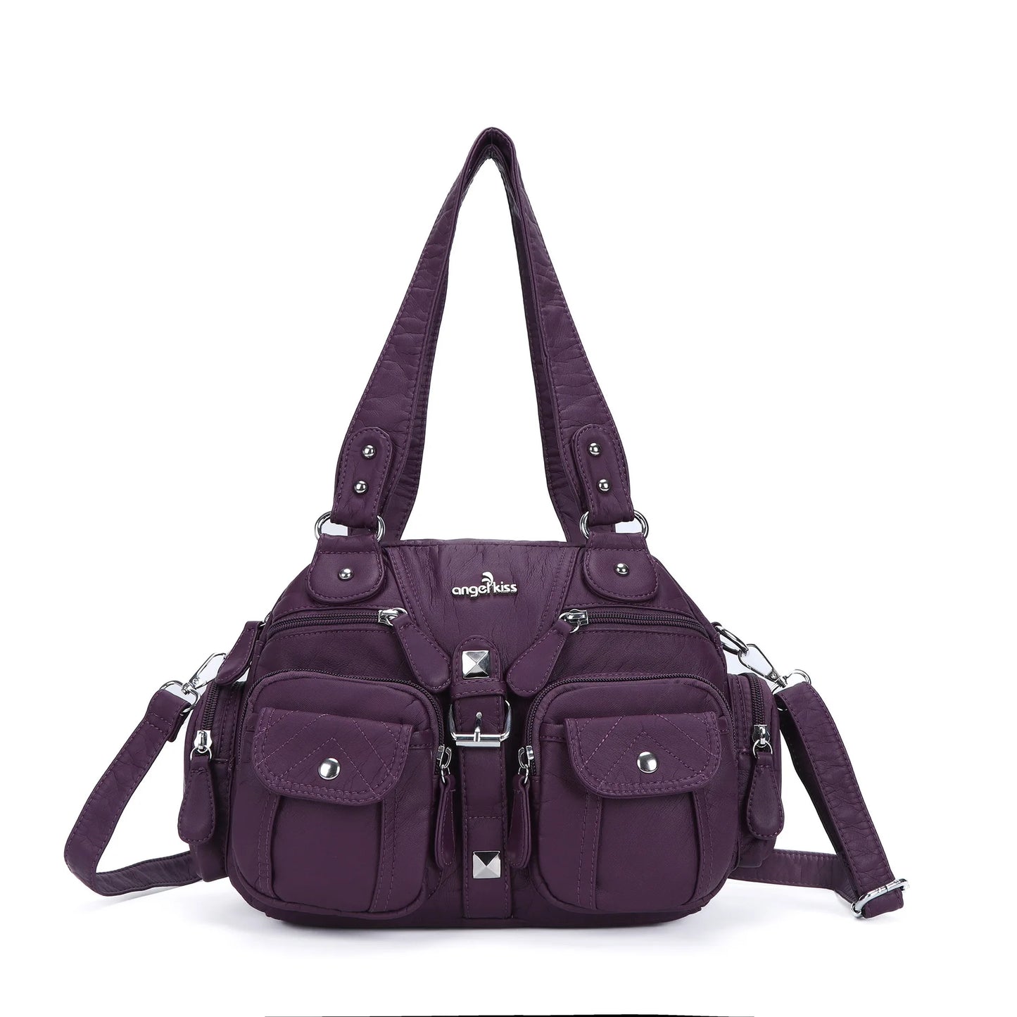 Damen-Schultertasche aus PU-Leder in kompakter Bauweise mit Angenehmer Haptik und Mehrfachfächern