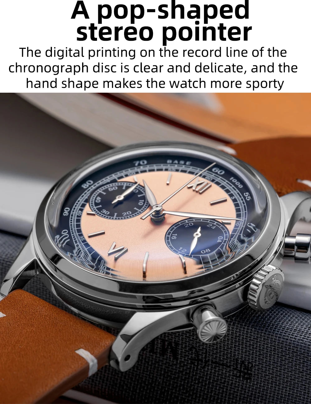 Herren-Chronograph mit Lederarmband und VK64-Werk