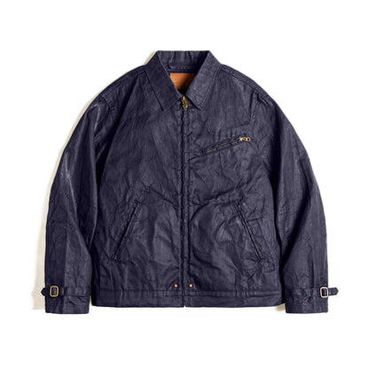 Herren Jacke Vintage IV Oil Waxed Canvas Revers Reißverschluss Taschen