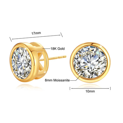 Damen-Ohrstecker aus 18K Gelbgold mit Moissanit Hochglanz Elegant für Hochzeit und Alltag