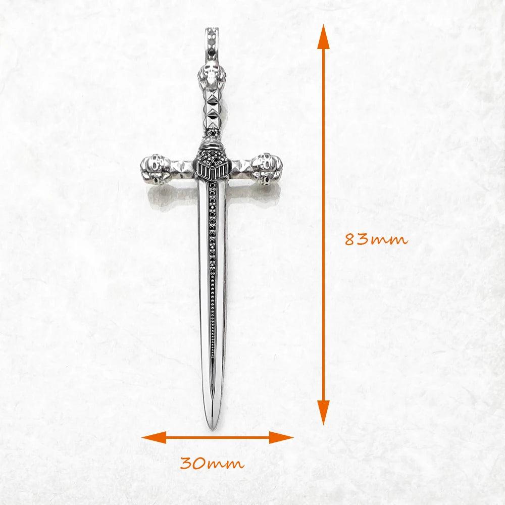 Damen-Charm-Anhänger Totenkopf Schwert Vintage II aus Sterlingsilber