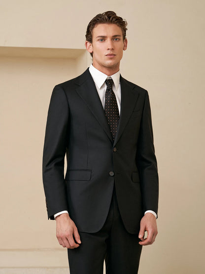 Doppelreihiger Herrenanzug im Korea-Stil – Slim Fit mit Streifenmuster in Blau, Grau, Schwarz oder Braun, ideal für Hochzeiten und formelle Anlässe.