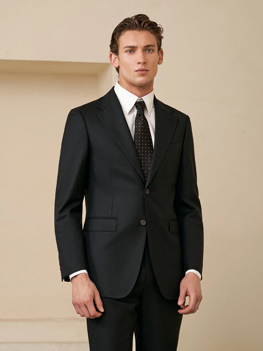 Doppelreihiger Herrenanzug im Korea-Stil – Slim Fit mit Streifenmuster in Blau, Grau, Schwarz oder Braun, ideal für Hochzeiten und formelle Anlässe.