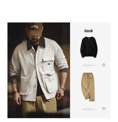 Herren Kurze Jacken Retro Jagd Revers Plus Size Outwear Frühling Herbst