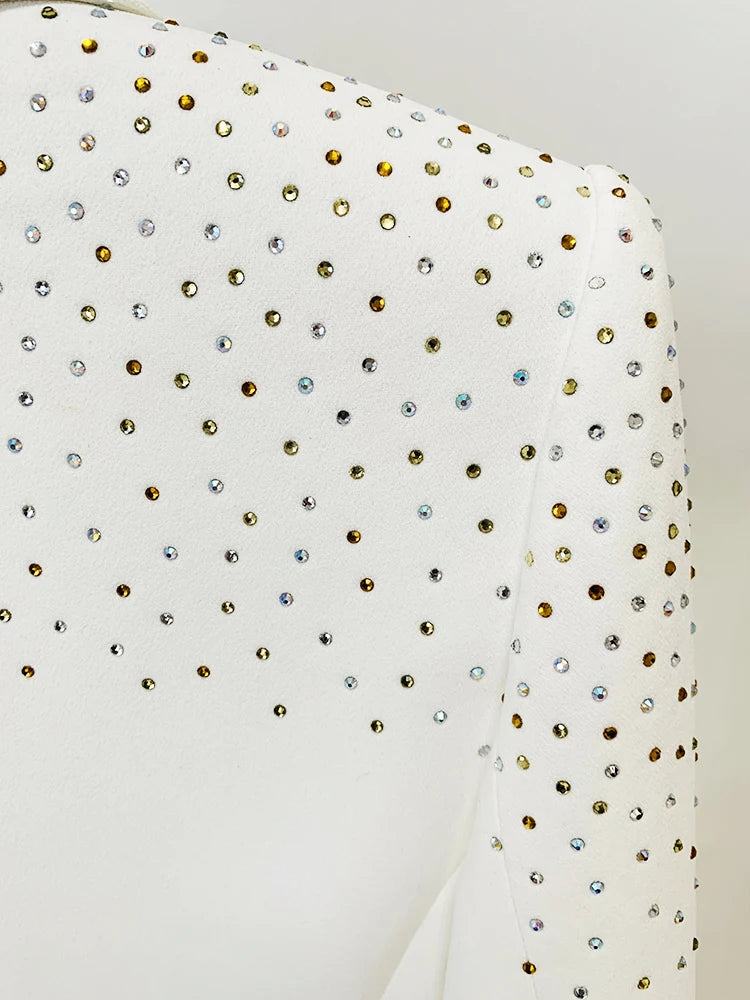 Damen-Blazer Slim Fit Einknopf Strass-Diamanten Perlen elegant