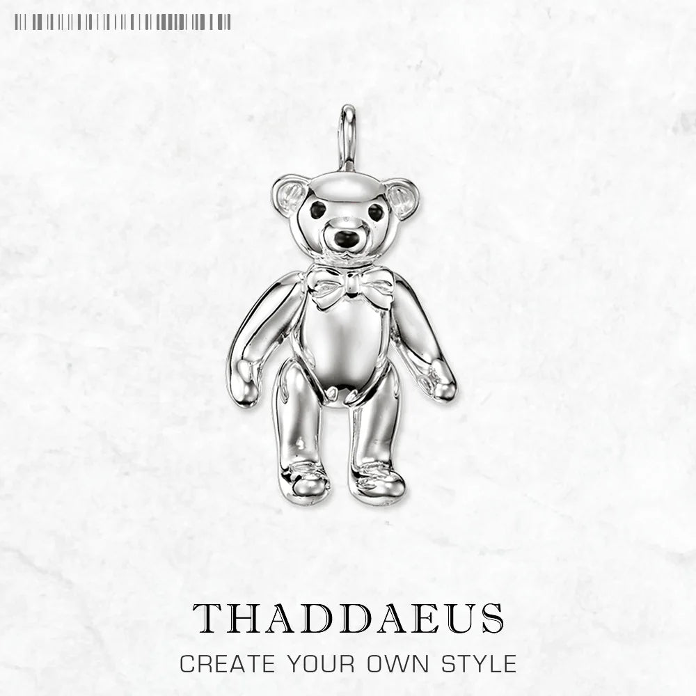 Damen-Charm-Anhänger Teddybär Winter süß aus Sterlingsilber