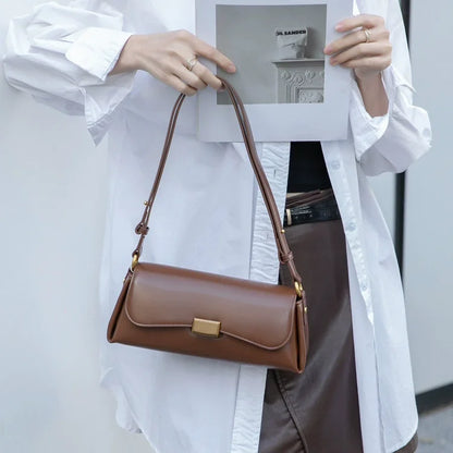 Leder Weinrot-Schultertasche | Goldene Hardware