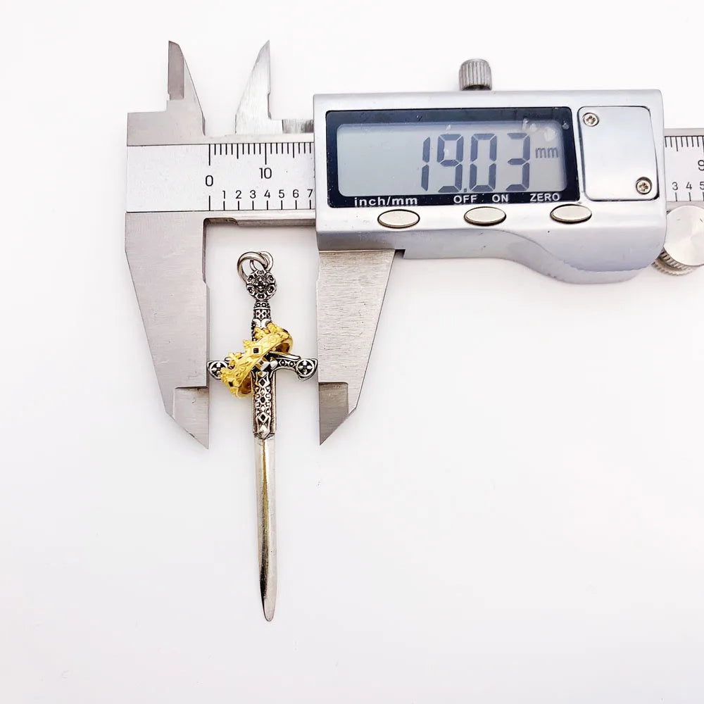 Damen-Charm-Anhänger Schwert Krone Ritter Schutz aus Sterlingsilber