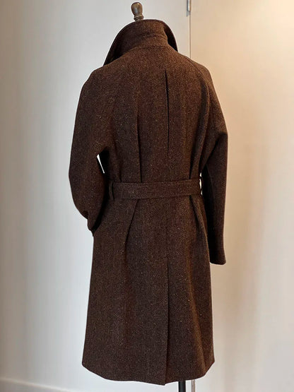 Herren Tweed Balmacaan Mantel im klassischen eleganten Stil mit gesprenkeltem Muster