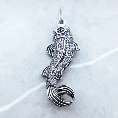 Damen-Charm-Anhaenger Koi-Fisch Glueck aus Sterlingsilber